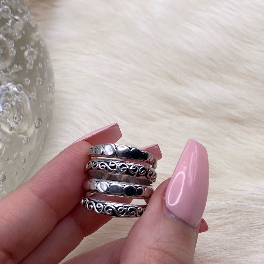 925 Sterling Silver Four Line Ring